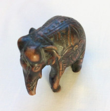 Small Vintage Carved Wooden Indian Elephant