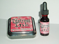 NEW - Tim Holtz duo of Distress Ink 3x3ins Pad & Re-Inker 'WORN LIPSTICK'