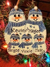 Personalize ORNAMENT Family of 5 Snowman U CHOOSE NAME  YEAR Christmas Snowmen