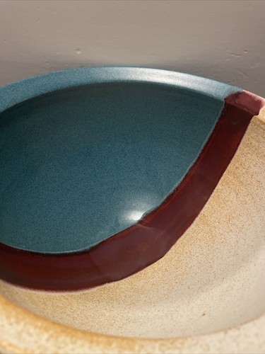 Selten! Walt Glas Studio Kunst Keramik Texas Sonnenuntergang 14"" Mehrzweck eingeräumt XL Schüssel - Bild 4 von 8