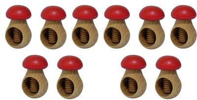 10 Nussknacker EICHENHOLZ MASSIV Pilz Nussknacker WEIHNACHTEN - SET rot