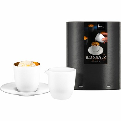 Eisch Affogato al oro Glas Cosmo pure white 3-tlg. Espresso Kännchen Weiß Gold