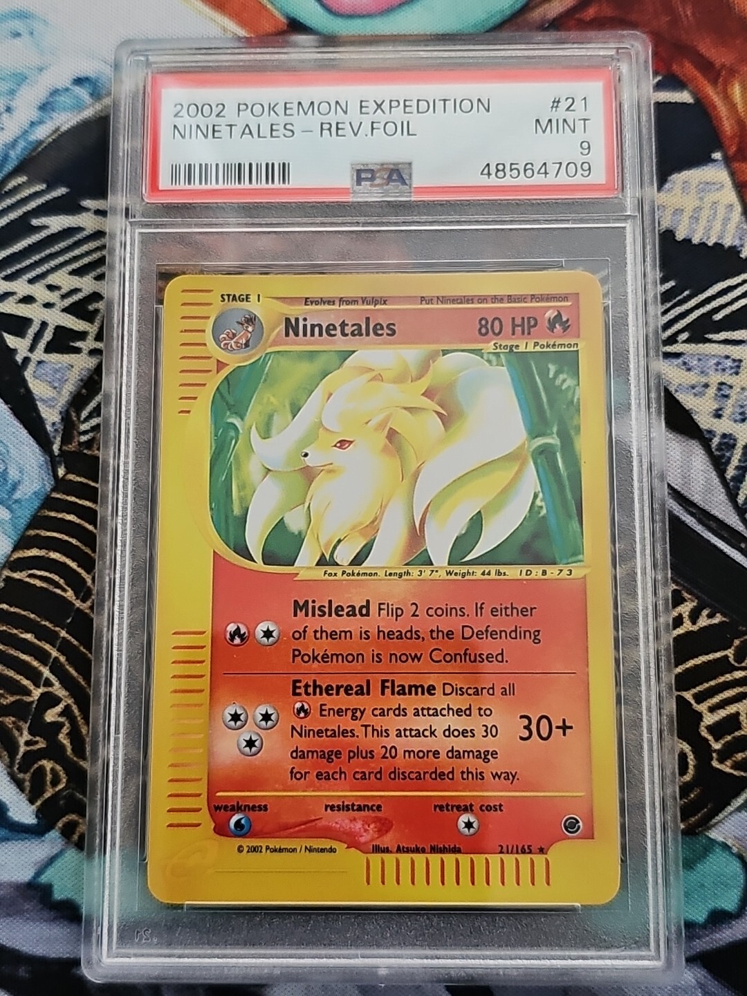 2002 Pokemon Expedition Base Set Reverse Holo Ninetales #21 21/165 Graded PSA 9