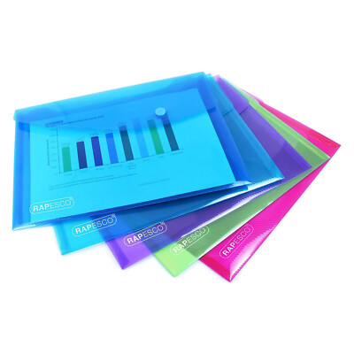 5x RAPESCO Dokumententasche Popper Wallets Ordnungsmappe A5 PP farbig sortiert