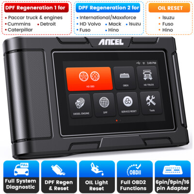 ANCEL HD3400 PRO Full System Heavy Duty Truck Scanner DPF Regen for Cummins CAT.