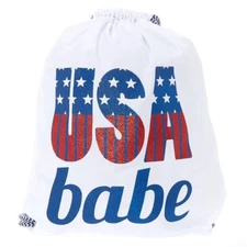 USA Babe Drawstring Bag White Patriotic Backpack Bookbag Purse 4th of July New