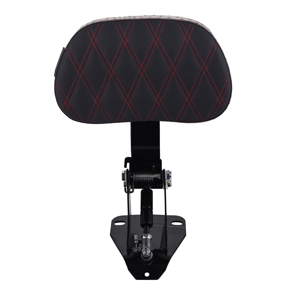 Almohadilla de respaldo ajustable Red Stitching Raptor Riders con kit de montaje para Harley Foto 3 de 4