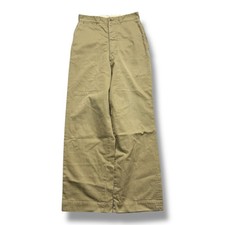 Vintage Ww2 Button Fly Cotton Chino Trousers 27 28 Khaki