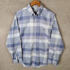 Brooks Brothers Shirt Mens L Blue White Plaid Regent Non-Iron Supima Cotton