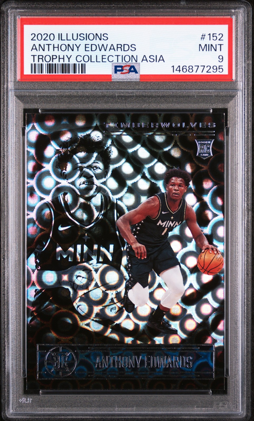 2020 PANINI ILLUSIONS TROPHY COLLECTION ASIA #152 ANTHONY EDWARDS PSA 9