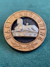 EAST LANCASHIRE REGIMENT VICTORIAN HELMET PLATE CENTER BADGE 4 LOOPS ORIGINAL