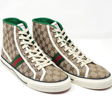 Gucci 1977 Tennis Sneakers alte GG Web beige verde UK 11 US 11,5 EU 45 14463
