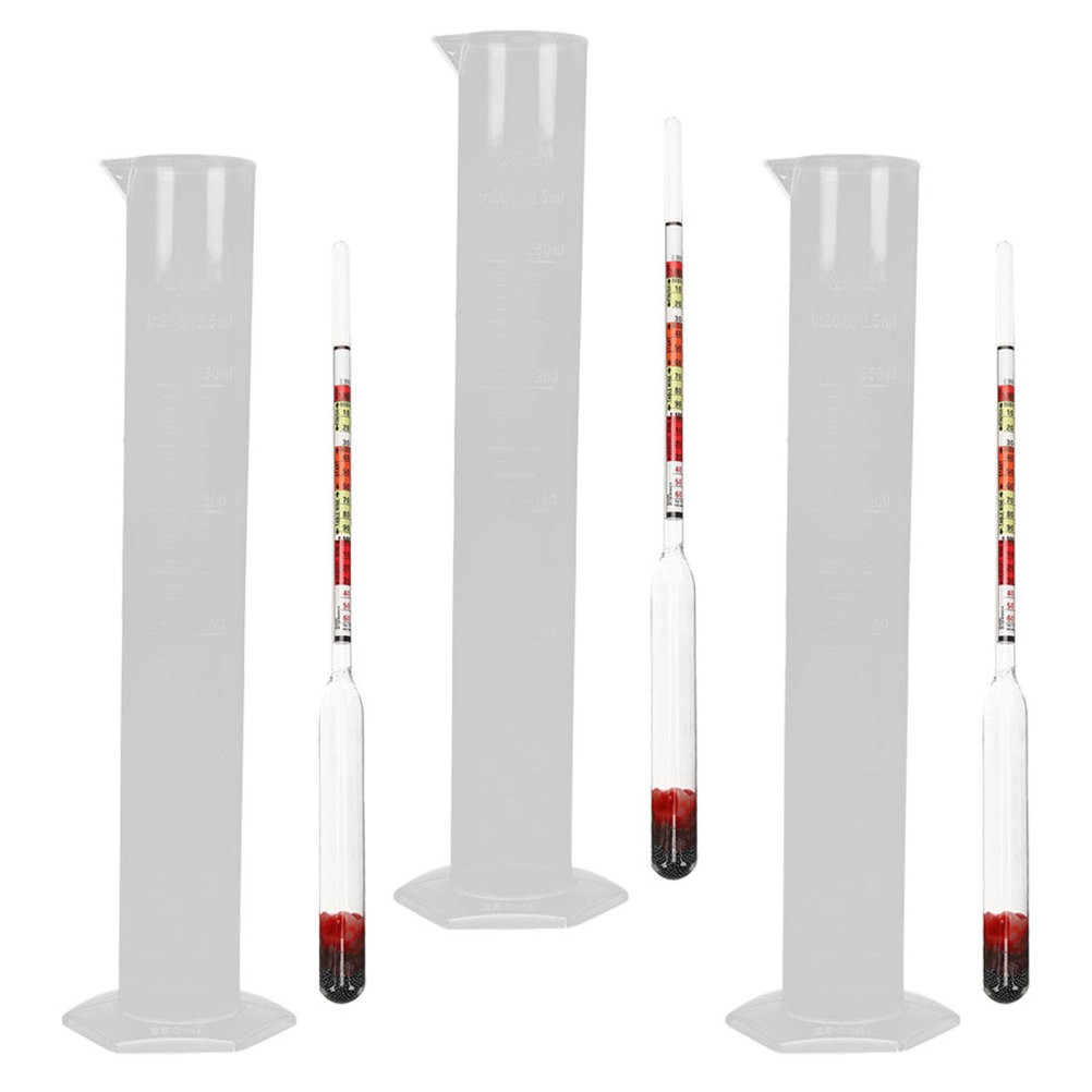 3 Sets Alcohol Hydrometer Glass Measuring Tools for Wine Making and Home Brewing