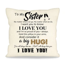 Big Sister Gift for Girls Sister Elephant Decorative Throw Pillow Cover Prese...