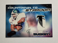 2002 Atomic T.J. DUCKETT Countdown to Stardom Rookie RC Card #2 Falcons. rookie card picture