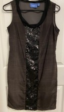 Simply Vera Vera Wang Women’s Dress Size 4 Charcoal Gray Plaid Black Sequins