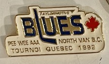 Vtg 1992 Taylormotive Blues Pee Wee AAA Hockey Vancouver Canada Hat Pin
