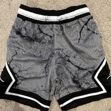 Jordan Boys Athletic Shorts Gray Black Marble Mesh M 10-12 YRS Polyester