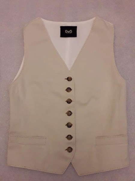 Women Dolce & Gabbana Vest Beige Cotton 32 / XXS /
