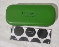 Kate Spade Eyeglasses Case Green Black Hard Shell Carry Case W/ Matching Wipe