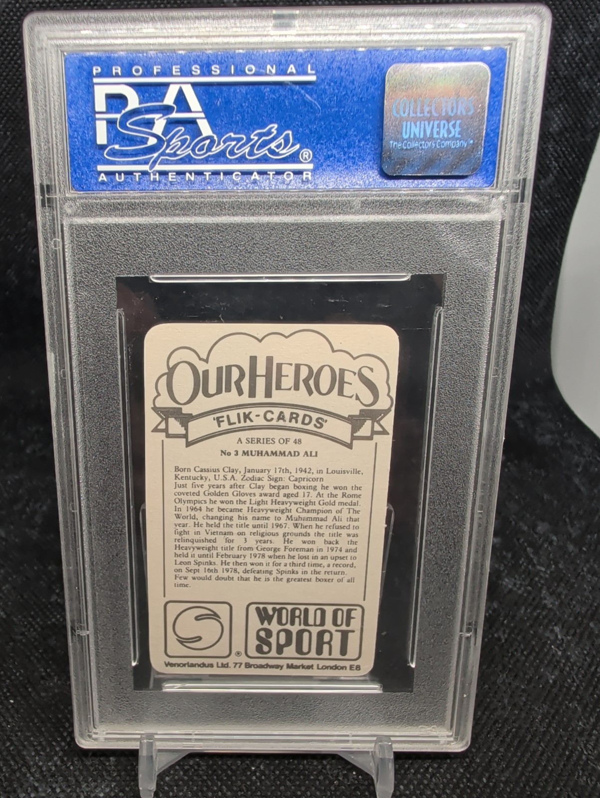 1979 Venorlandus Ltd. Our Heroes World Of Sport #3 Muhammad Ali PSA 8 view 2