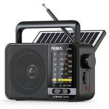 PRUNUS J-25S AM FM Radio Portable with Loud Speaker, USB-C/Solar Rechargeable...