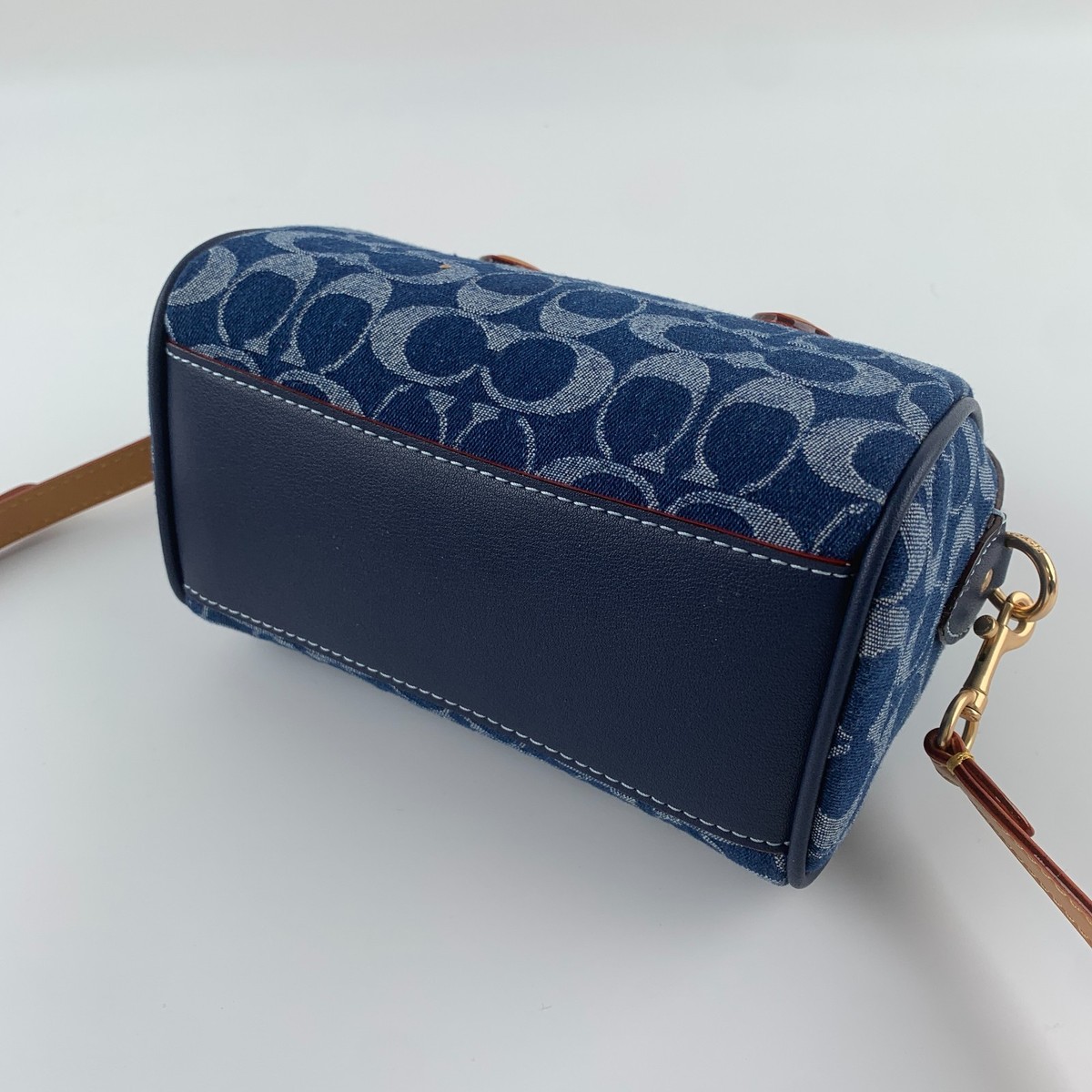 Coach Mini Rowan Crossbody Bag In Signature Denim w/ Cherry Charm