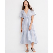 MADEWELL Tiered Cover-Up Midi Dress Light Blue S
