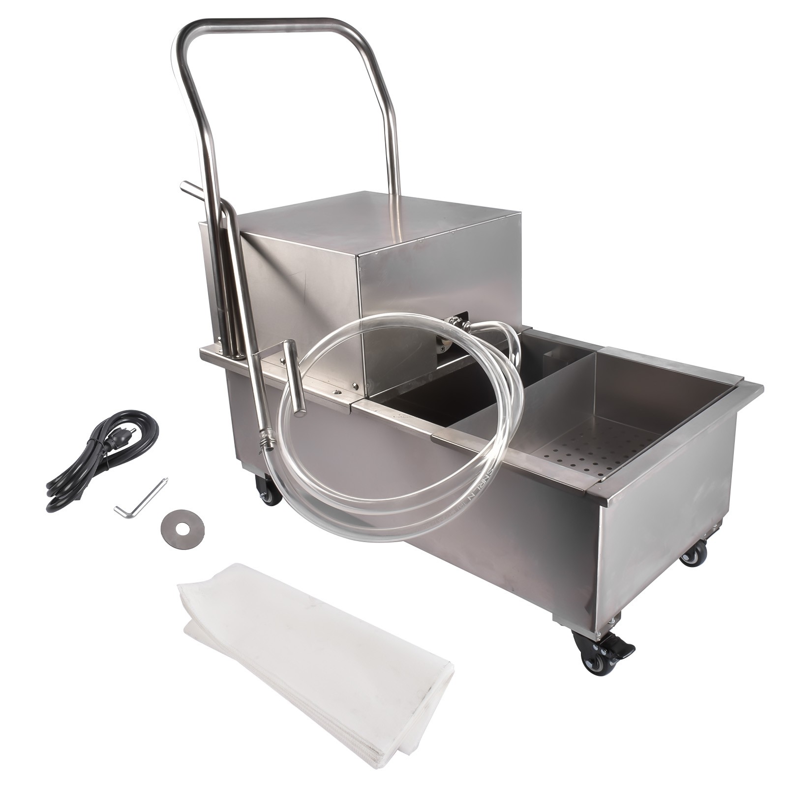 Fryer Oil Filter Commercial Cooking Oil Filtration System 55L Capacity Mobile