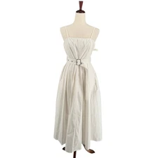 A New Day Dress Belted Bandeau Maxi Sundress Womens 10 White Adjustable Straps