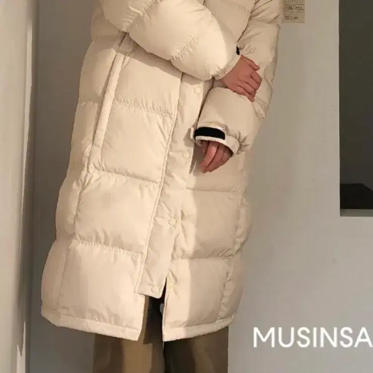 Down Puffer Coat - Goose Down Long Padding Crème - image 4