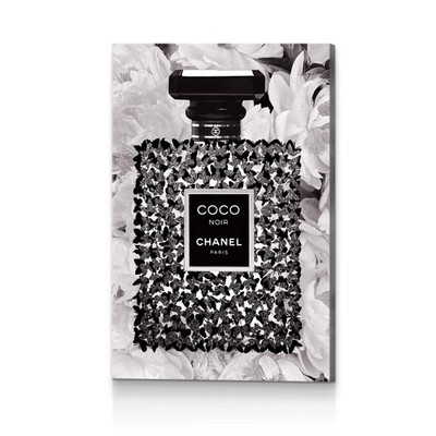 Modern Fashion Canvas Wall Art - Black White Perfume Bottle Picture Prints Gl...