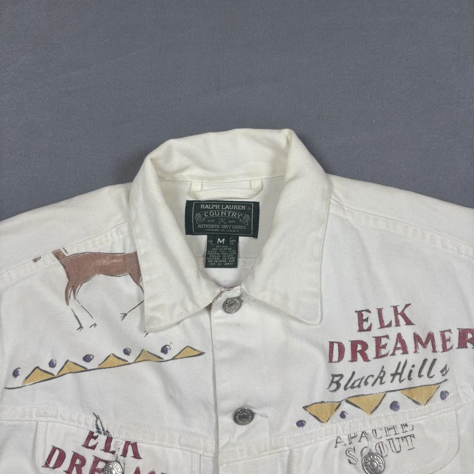 Chaqueta de Campo Ralph Lauren De Colección Mediana Estampado Occidental Denim Hecha en EE. UU. Años 90 RARA Foto 2 de 4