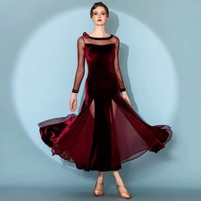 Latin Ballroom Dance Dress Modern Salsa Waltz Standard Long Dress C143 2 Colors