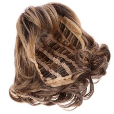 Short Curly Wavy Hair Wig Yellow Fiber Lace Front Realistic Hairpiece for Women