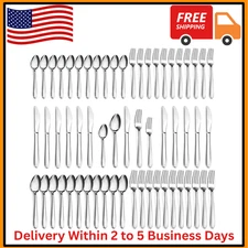 60 Piece Silverware Set for 12, Premium Stainless Steel Flatware Mirror Polished
