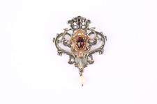 835 Srebrna broszka inspirowana holenderskim renesansem Zestaw z kamieniem szlachetnym symulowana perła