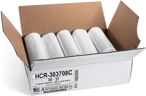 High Density Trash Bags, 30 Gallon, 500 Count, 8 Micron eq, 30" x 37", Clear,... - Picture 3 of 8