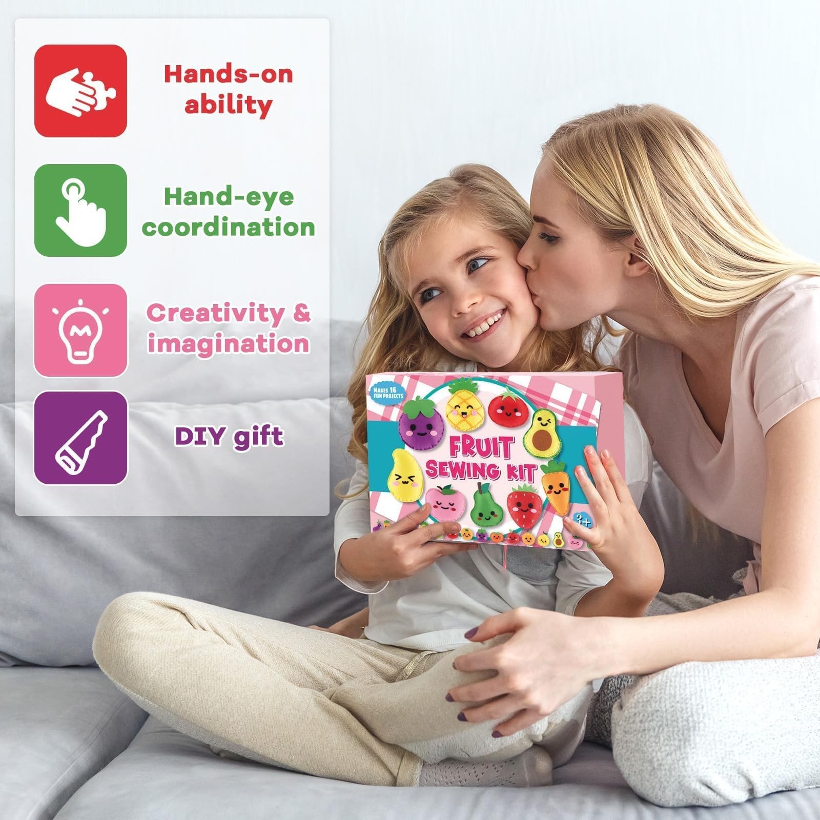 Fruit Sewing Kit for Kids Sewing Felt Plush Stuffed Ornament Fruit Vegetable ...