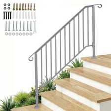 Iron Handrail Kit for 1-5 Steps Stair Rail Railing Outdoor Garden Porch Post UK