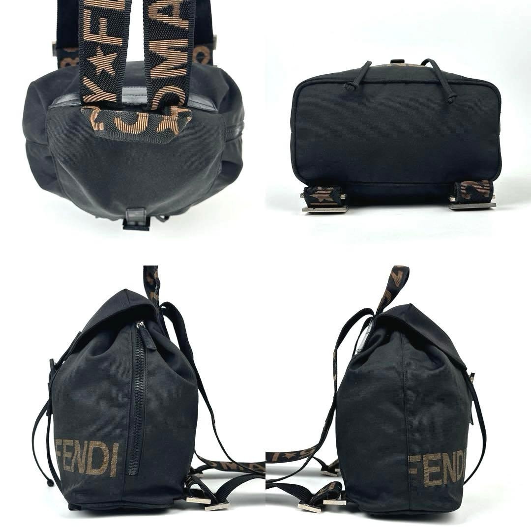 FENDI Mini Backpack Drawstring FF Zucca Black Nyl… - image 4