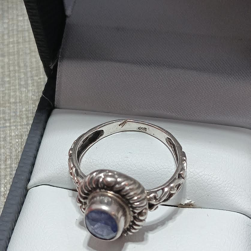 Solid 925 Sterling Size 8.5 Ring with Natural Bez… - image 2