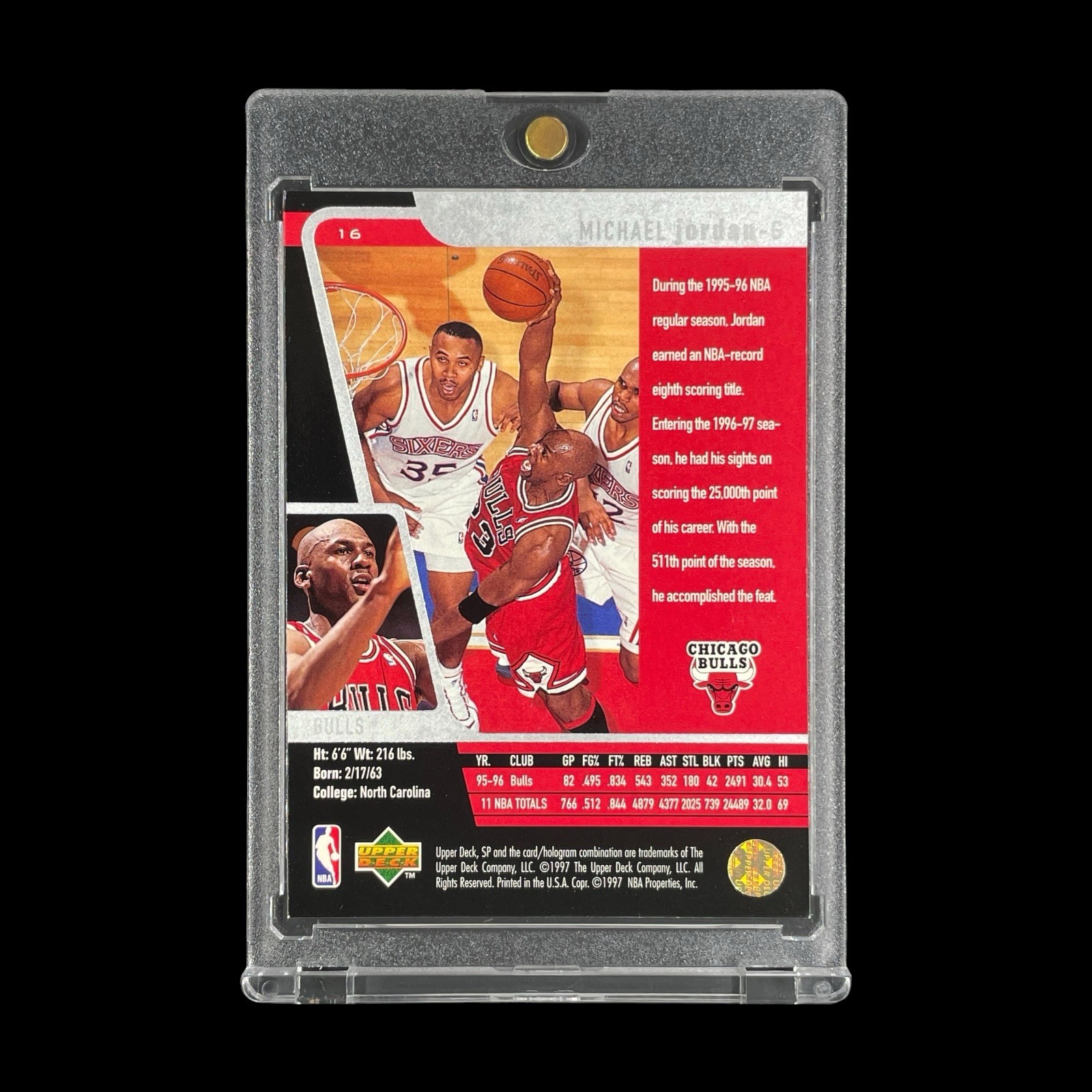 MICHAEL JORDAN RAINBOW HOLOGRAM FOIL SP Card 1996-97 Upper Deck NBA GOAT - Bulls view 2
