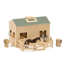 Melissa  Doug Fold and Go Wooden Horse Stable Dollhouse With Handle a Toy