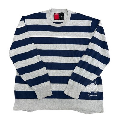 Vintage Kickers Sweatshirt Herren gestreift 90er Retro grau blau XL
