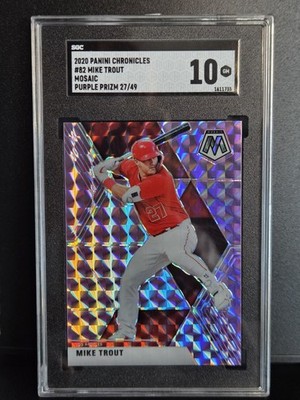 2020 Panini Chronicles Mosaic Purple 27/49 Mike Trout #82 SGC 10 JERSEY NUMBER
