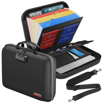 Fireproof Document Box with Lock & Shoulder Strap,Hard Shell Case Document Or...