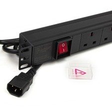 Image of PDU UK Sockets with C14 IEC Plug Power Distribution Units Horizontal 6/8 Way 19"