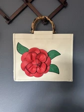 Barbie Core Red Diona J Women's Red Flower Wooden Top Handle Bag In Fuchsia