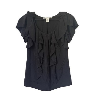Diane Von Furstenberg aurette blouse top size 6 100% silk ruffle breathable boho